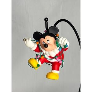 Vintage 1990's Walt Disney Mickey Mouse Santa Ornament, EUC